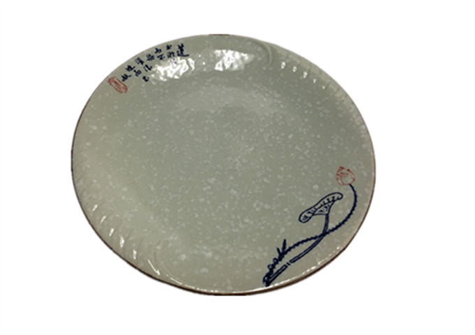 10'' Ceramic Round Pearl Plate | White Stone