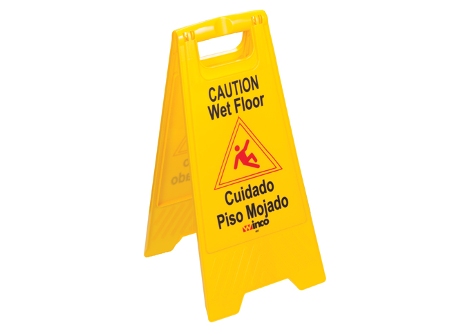 Wet Floor Caution Sign, Fold-out, Yellow | White Stone