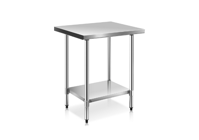 30" x 96" Commercial Work Table with Galvanized Legs and Undershelf | White Stone