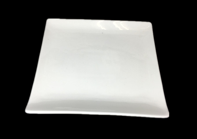 12" Ceramic White Plate, Square EDGE-JLD | White Stone