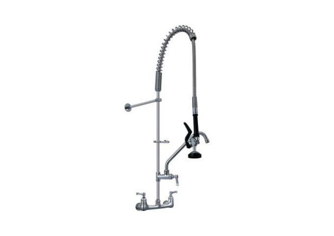 1.15 GPM Wall-Mount Pre-Rinse Faucet with 8" Centers and 12" Add On Faucet | White Stone