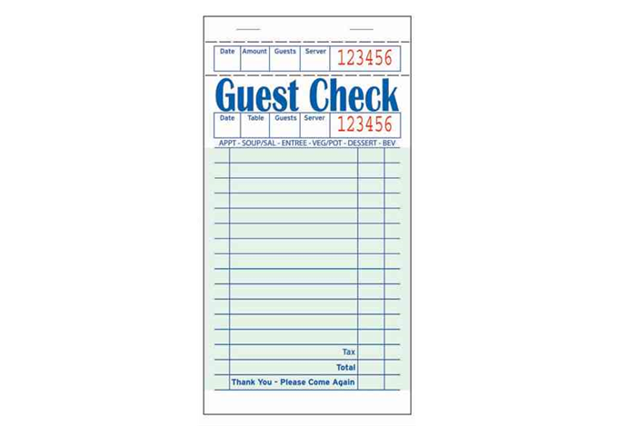 Guest Check, 2 Copy, 10x5 Books/Cs | White Stone