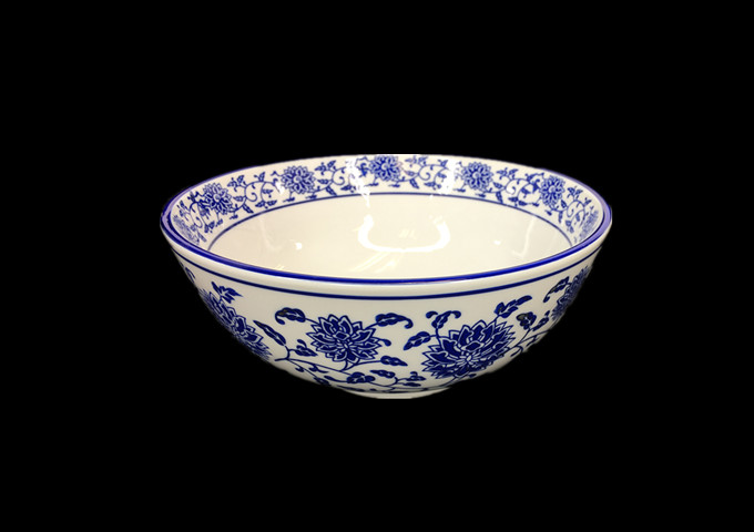 8'' Ceramic Noodle Soup Bowl Blue and White | White Stone