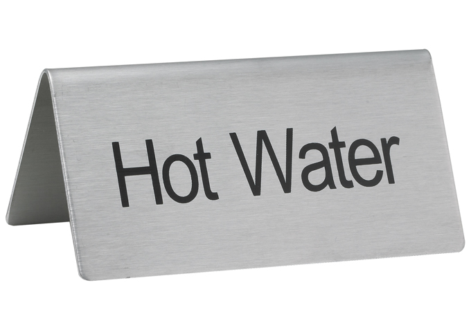Tent Sign, "Hot Water", S/S | White Stone
