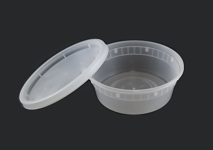 8 oz. Microwavable Plastic Deli Container and Lid Combo Pack - 240/Case | White Stone