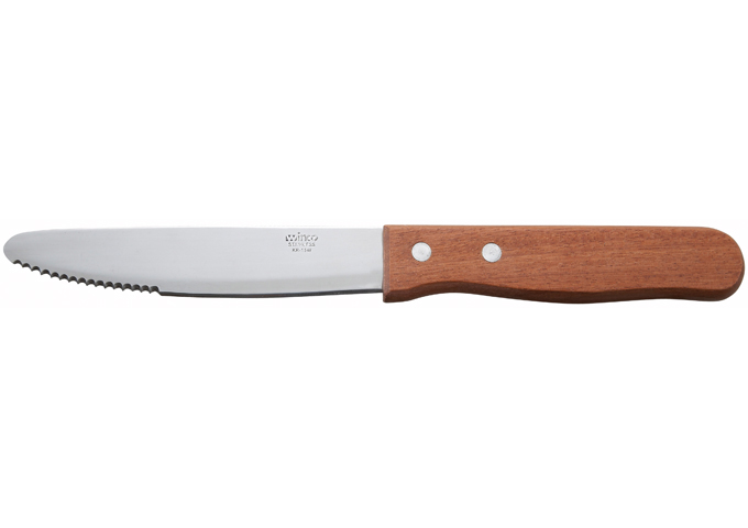 Jumbo Steak Knives, 5" Blade, Wooden Hdl, Round Tip, 1 Doz | White Stone