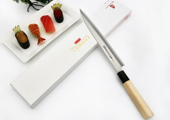 8.3", JAPANESE KNIFE, WOODEN HANDLE | White Stone