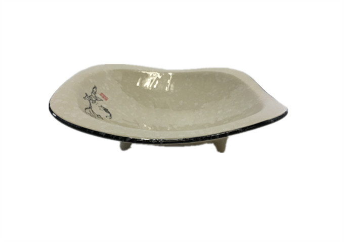 9'' X 8-1/2'' Ceramic Bowl, 4 Feet | White Stone