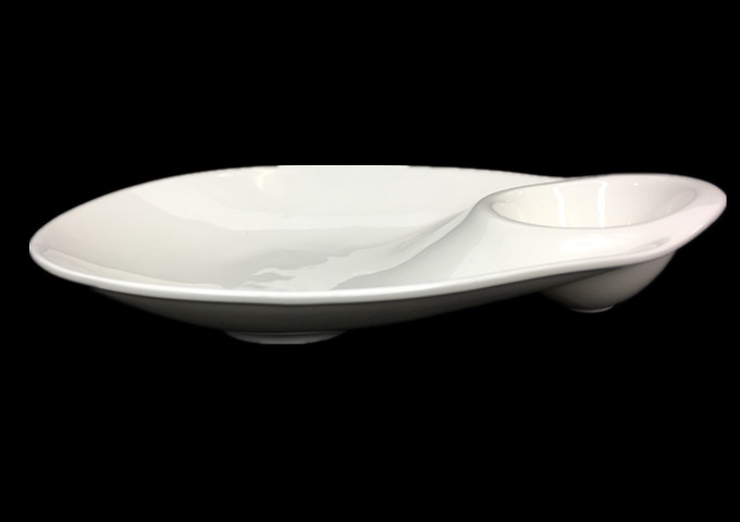 12" X 9-1/2''  Ceramic White Plate -JLD | White Stone