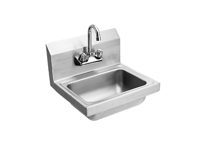 12" x 16" Wall Mounted Hand Sink with Gooseneck Faucet | White Stone