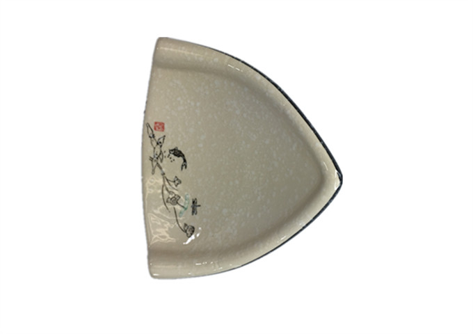 7-3/4'' Ceramic Triangle Plate | White Stone