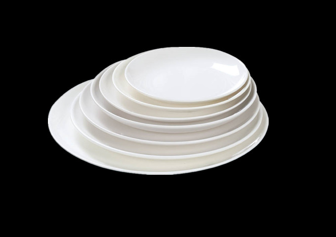 8-1/2'' Round White Plate, Melamine | White Stone