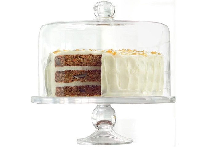 10.75" Cake Plate & Dome | White Stone