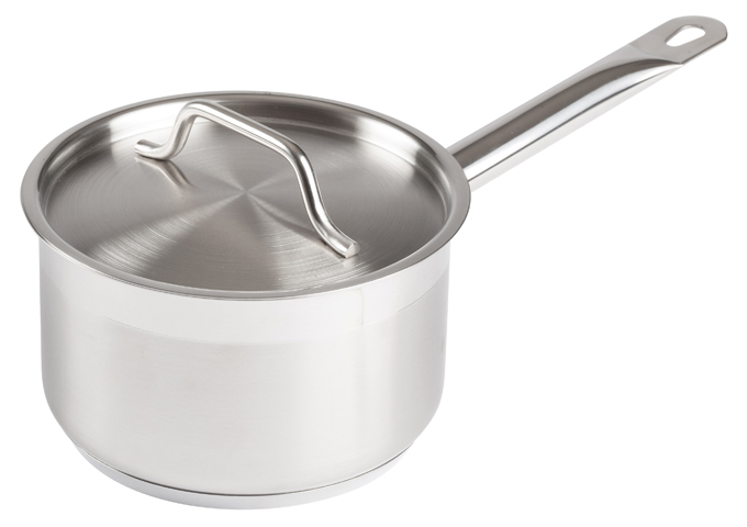 8.5", Stainless Steel, Long Handle, W / Lid, Sauce Pan | White Stone
