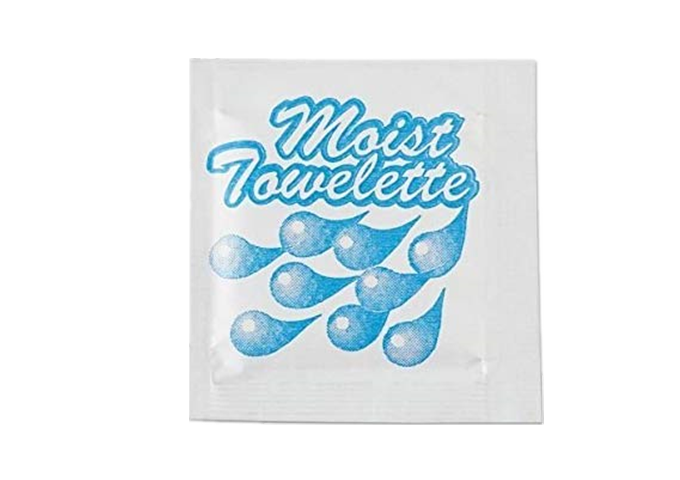 Individually Wrapped Moist Towelette / Wet Naps  4''X7'', 1000/Case | White Stone