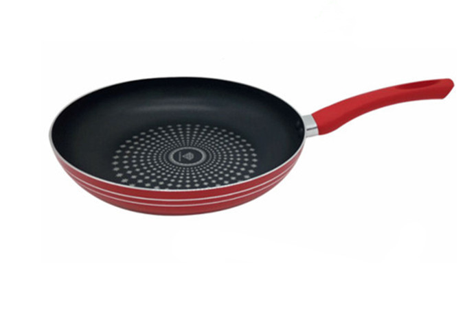 Red Silicone Handle Non-Stick Fry Pan, 9-1/2",Red | White Stone