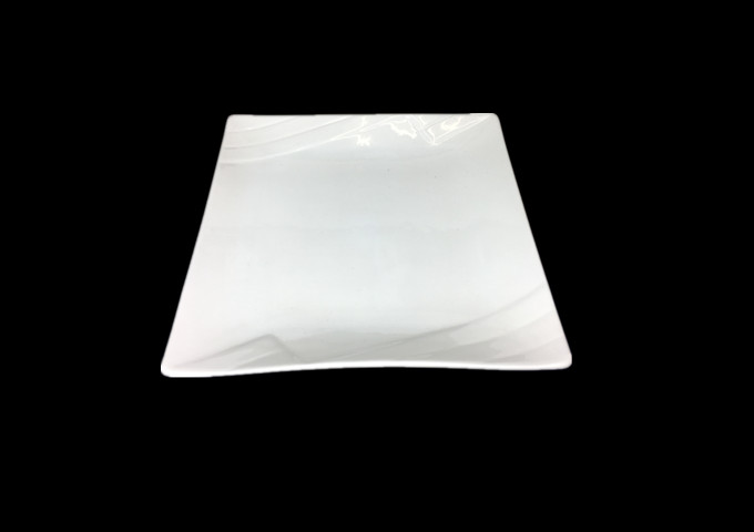 8" Ceramic Square White Plate, Flash - JLD | White Stone