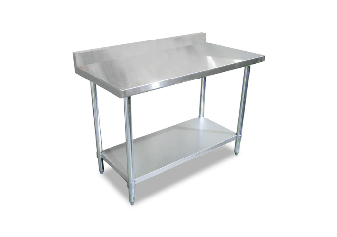 30" x 60" 18-Gauge Stainless Steel Commercial Work Table with 4" Backsplash and Undershelf | White Stone