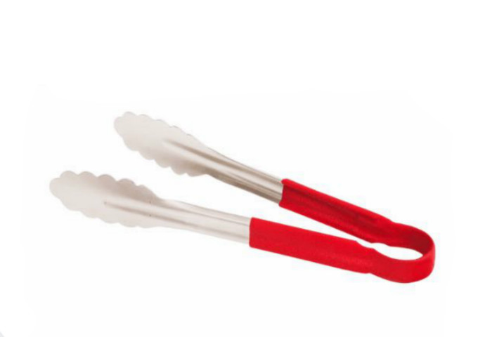 12" Tongs, Stainless Steel Red | White Stone