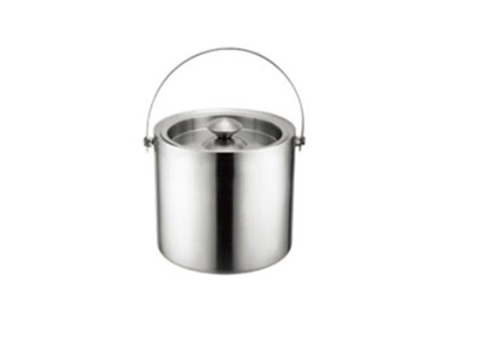 6“R x 6-2/3"H Wine Bucket W/ Handle - Stainless Steel | White Stone