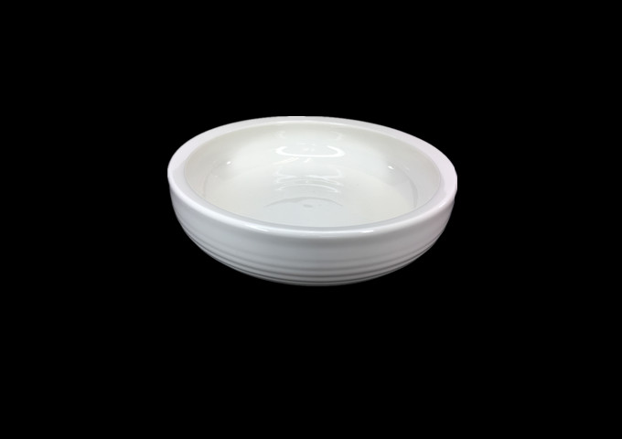 9" Ceramic White Soup Bowl, Spiral Line -JLD | White Stone