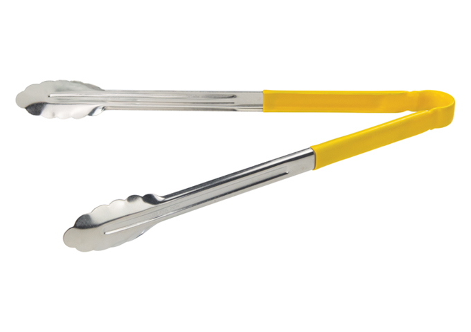16" S/S Utility Tong, PP Hdl, Yellow | White Stone