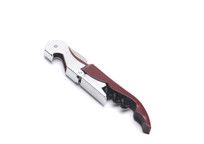 Double-Hinged Corkscrew w/ Foil Cutter & Bottle Opener, Red | White Stone