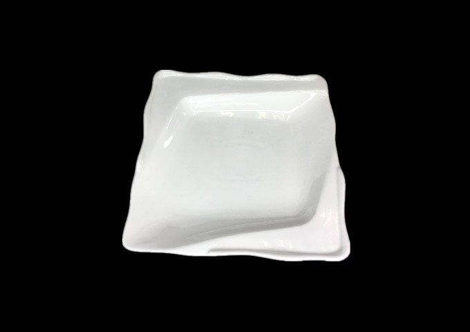 8-1/2" Ceramic White Square Plate - JLD | White Stone