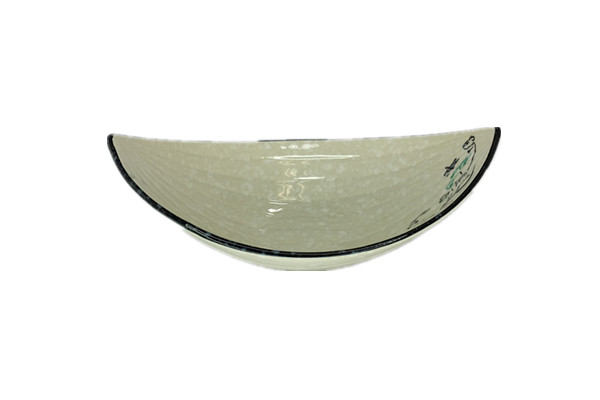 8'' X 5-1/2'' Ceramic Bowl, Boat Shape | White Stone