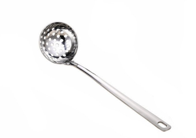 3'' Diameter,10'' Handle, Stainless Steel, Perforated Ladle | White Stone