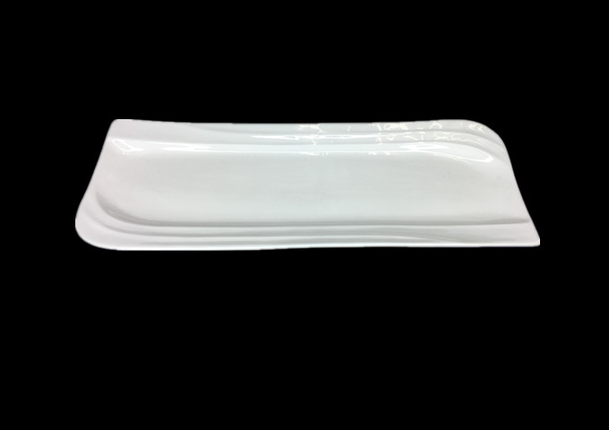 16-1/4'' X 6'' Ceramic White Plate, Tide - JLD | White Stone