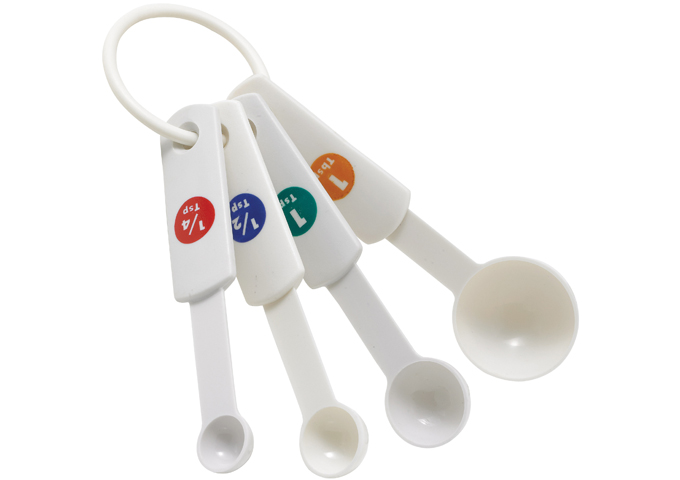 Measuring Spoon Set, 4-piece, White, Plastic | White Stone
