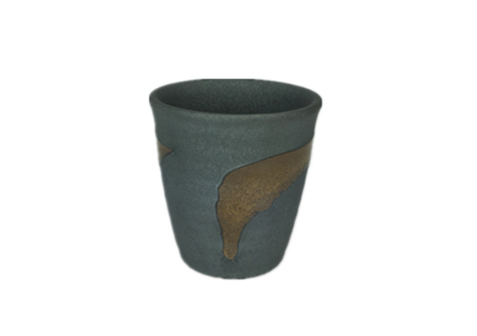 3'' X 2-3/4'' Ceramic Grey Tea Cup | White Stone