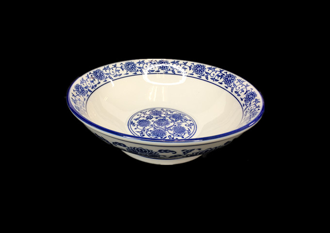8'' Ceramic Blue & White Soup Bowl | White Stone