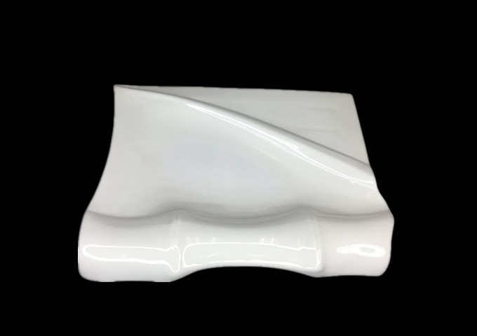9-1/2'' X 7-1/2'' Ceramic White Plate, Bamboo Joint -JLD | White Stone