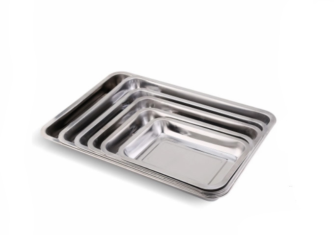 15-1/2'' x 11-3/4'' Serving Tray, Stainless Steel | White Stone