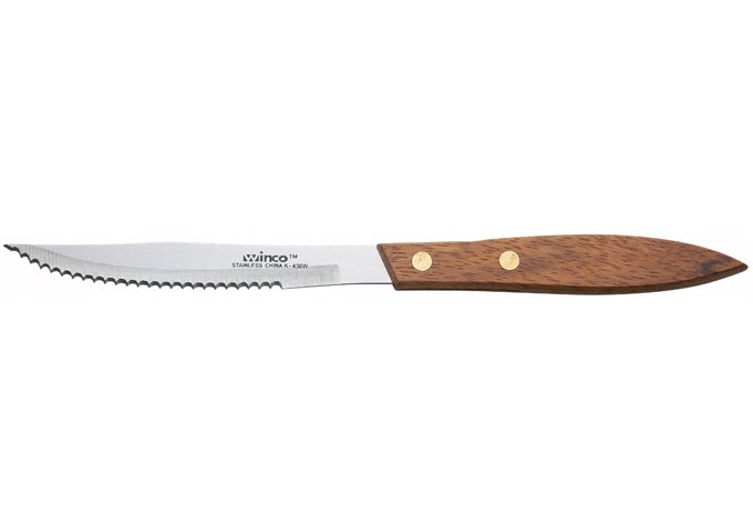 Steak Knives, 4-3/8" Blade, Wooden Hdl, 1 Doz | White Stone