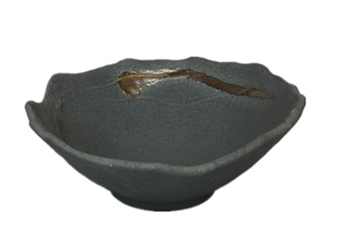 11'' X 5'' Grey Slant Bowl | White Stone