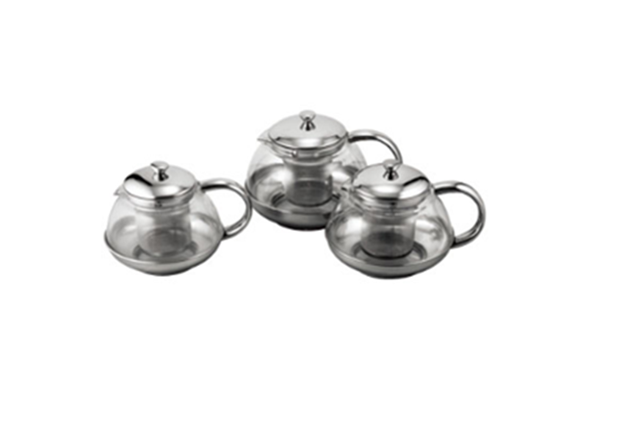 Tea Pot W/ Strainer, 0.8 L Stainless Steel | White Stone