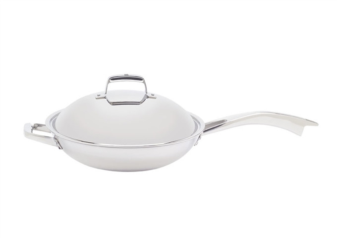 Truclad 13" Wok With Lid & Long Handle | White Stone
