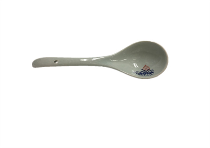9-1/2'' Ceramic Soup Spoon | White Stone