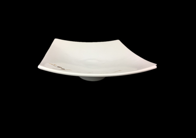 Whitestone 8-1/2'' Ceramic Square Plate,High Feet-PIS | White Stone