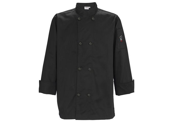 Men's Tapered Fit Chef Jacket, Black, L | White Stone