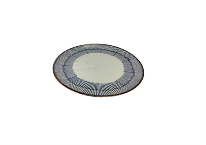 9'' Ceramic Round Plate, Blue Rain | White Stone