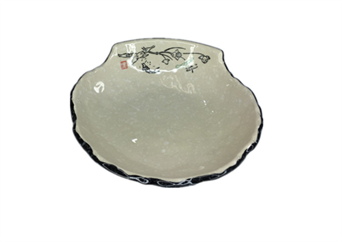 7-1/2'' Ceramic Round Stone Shell Bowl | White Stone