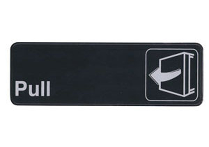 Information Sign, "Pull", 3" x 9", Black | White Stone