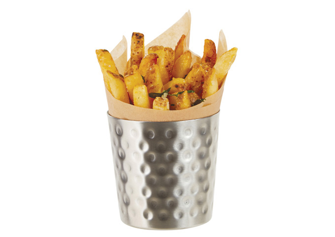 Stainless Steel Fry Cup, Satin Finish, Solid, 3.25" Dia. X 3.5" H | White Stone