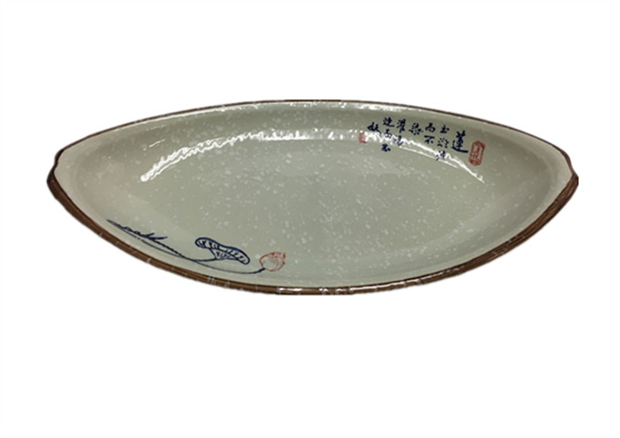 16'' X 7-1/4'' Ceramic Plate, Boat Shape | White Stone