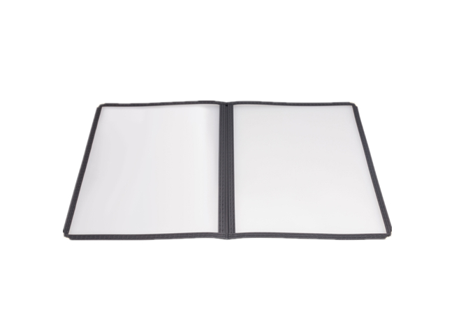 Menu Cover, Double Fold, 9-3/8" x 12-1/8", Black | White Stone