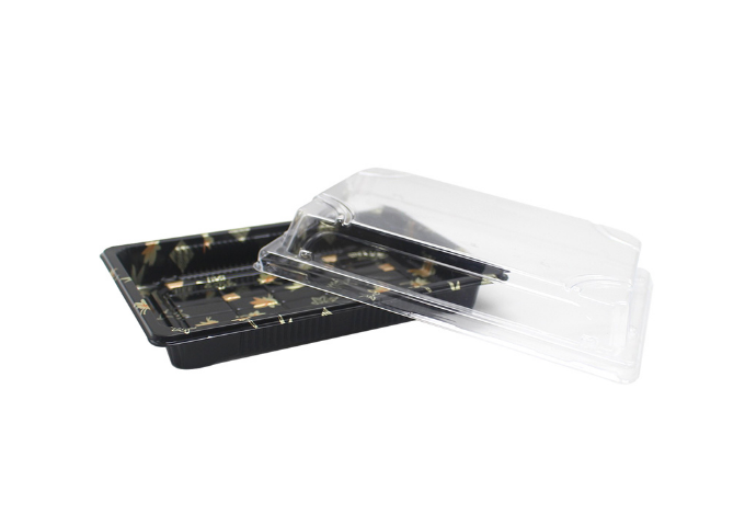 7 1/4'' x 5'' Plastic Rectangular Sushi Tray, 400/Sets | White Stone